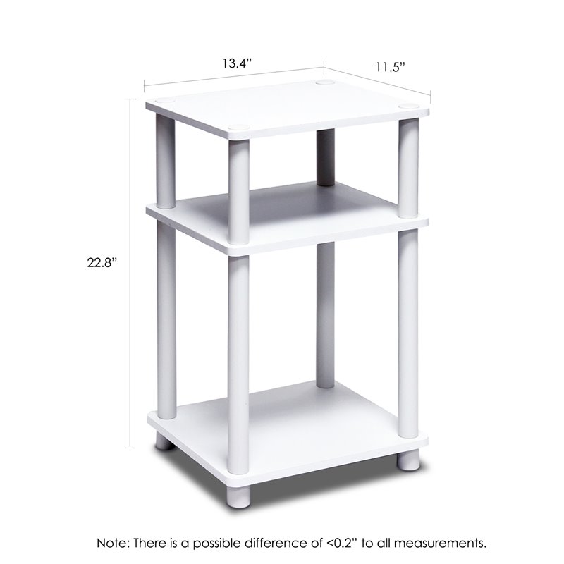 Pemberly Row Turn-N-Tube Engineered Wood 3-Tier End Table in White