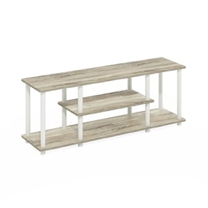 Pemberly Row Turn-N-Tube Oak/White Wood Entertainment TV Stand for TV up to 50&quot