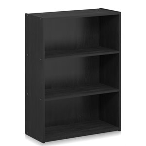 Pemberly Row Engineered Wood 3-Tier Open Shelf in Americano Black