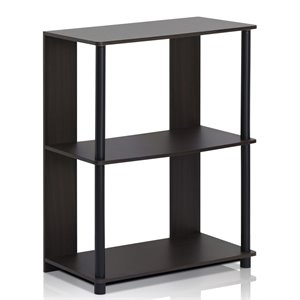 Pemberly Row Contemporary Engineered Wood Bookcase in Walnut/Black