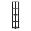 Pemberly Row Turn-N-Tube Wood 5 Tier Corner Display Rack in Brown Grain/Black