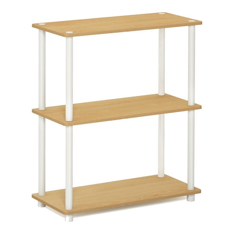 Pemberly Row Turn-N-Tube Wood 3-Tier Compact Shelf Display Rack in Beech/Natural