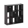Pemberly Row Engineered Wood 9-Cube Organizer with Bins in Espresso/Black