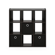 Pemberly Row Engineered Wood 9-Cube Organizer with Bins in Espresso/Black