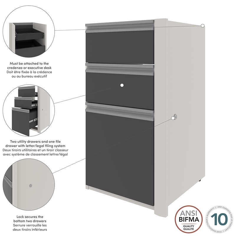 Pemberly Row Office 1 Drawer Filing Cabinet in Slate & Sandstone