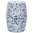 Pemberly Row Ceramic Blue Birds Garden Stool with Blue Pattern