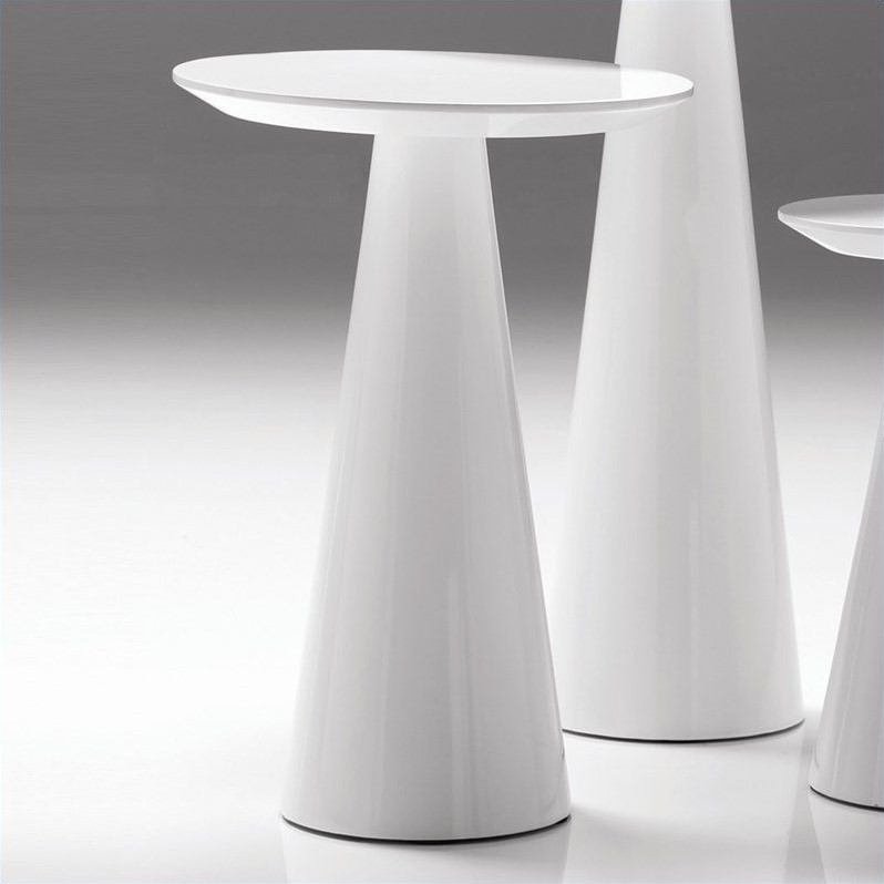 Pemberly Row Contemporary Medium End Table in High Gloss White