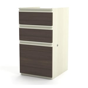 Pemberly Row 3 Drawer Pedestal in White Chocolate and Antigua
