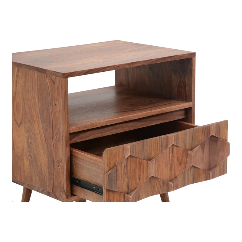 Pemberly Row 1 Drawer Contemporary Wood Nightstand in Natural