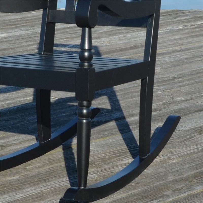 Pemberly Row Modern / Contemporary Wood Slat Rocker in Black