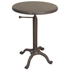 Pemberly Row Adjustable Vintage Metal Table Industrial Brown
