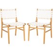 Pemberly Row Modern Leather Dining Side Chair in White (Set of 2)