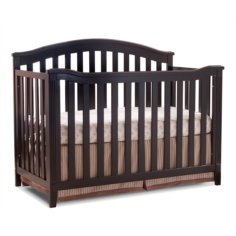 Pemberly Row Modern / Contemporary Wood Crib in Espresso Finish