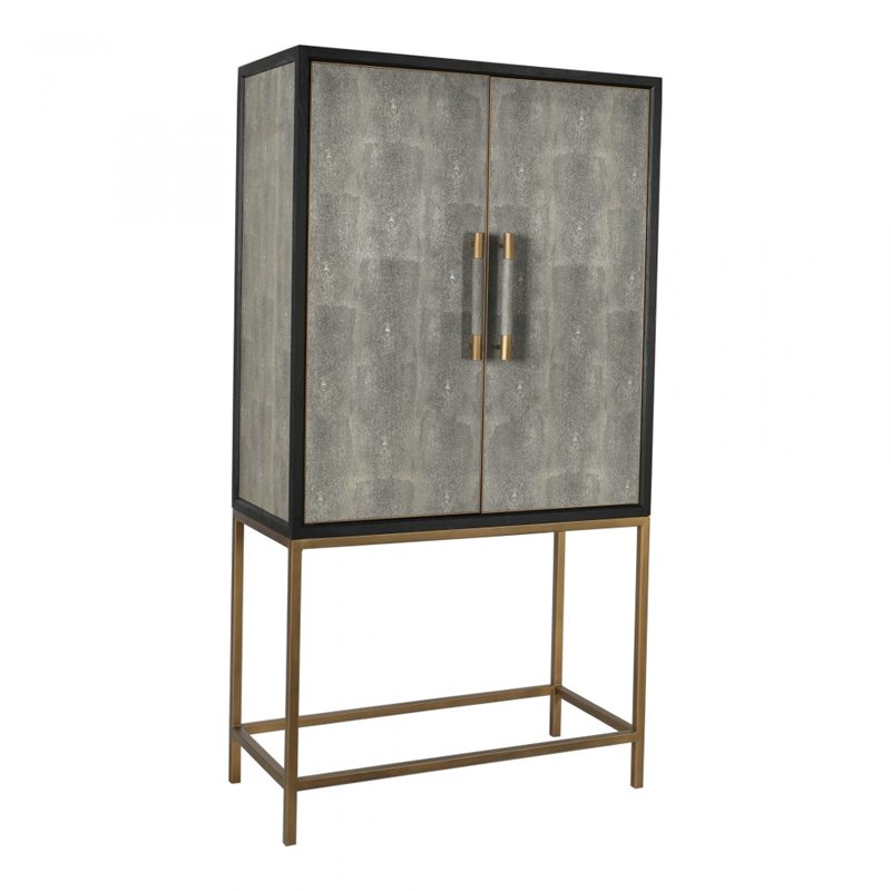 Pemberly Row Modern / Contemporary Solid Wood Bar Cabinet in Gray