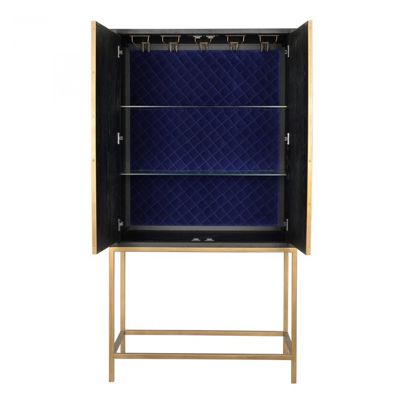 Pemberly Row Modern / Contemporary Solid Wood Bar Cabinet in Gray