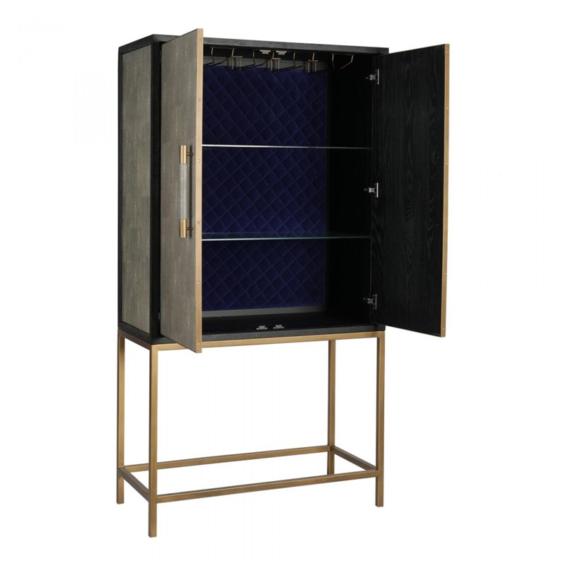 Pemberly Row Modern / Contemporary Solid Wood Bar Cabinet in Gray