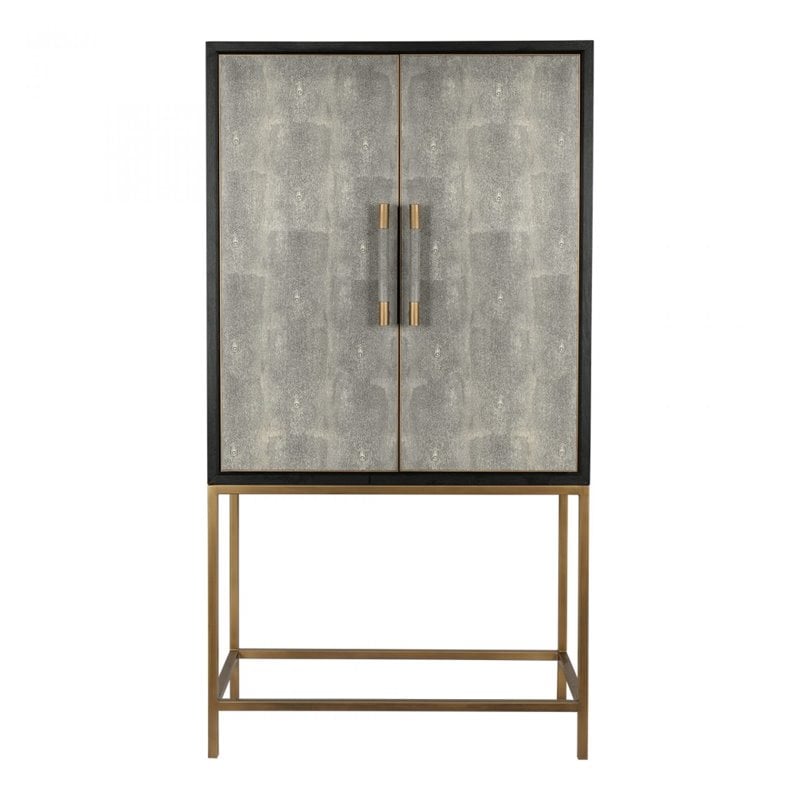 Pemberly Row Modern / Contemporary Solid Wood Bar Cabinet in Gray