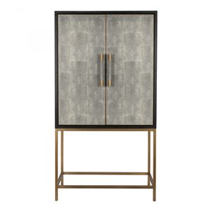 Pemberly Row Modern / Contemporary Solid Wood Bar Cabinet in Gray