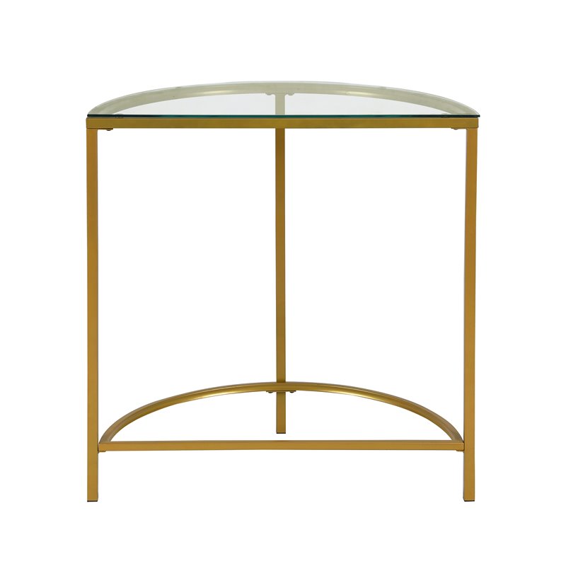 Pemberley Row Tempered Glass Gold Console Half Round Modern 30