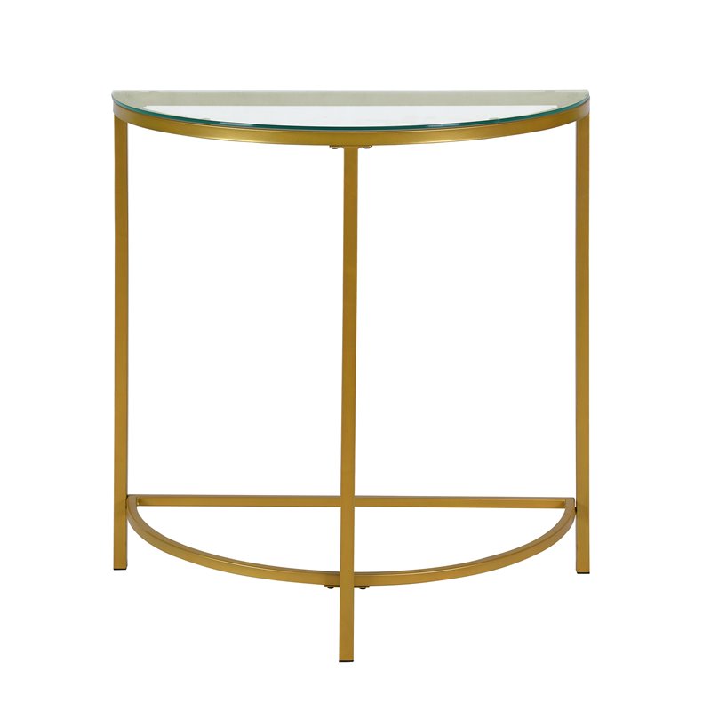 Pemberley Row Tempered Glass Gold Console Half Round Modern 30