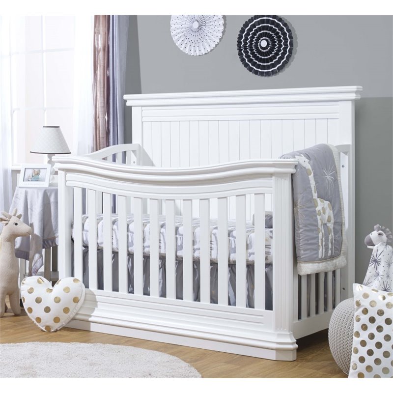 Pemberley Row Wood White Crib Rectangular Convertible 59