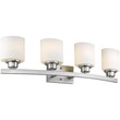 Pemberly Row 4 Light Brushed Nickel Bath Vanity Light Opal White Glass 32