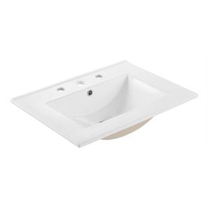 Pemberly Row 24&quot Contemporary Ceramic Bathroom Sink in White