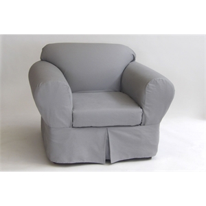 Pemberly Row Modern Cotton Twill 2 Piece Chair Slipcover in Gray