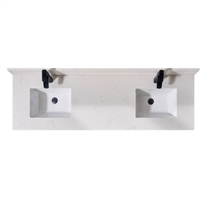 Pemberly Row Modern 73&quot Composite Stone Double Vanity Top White