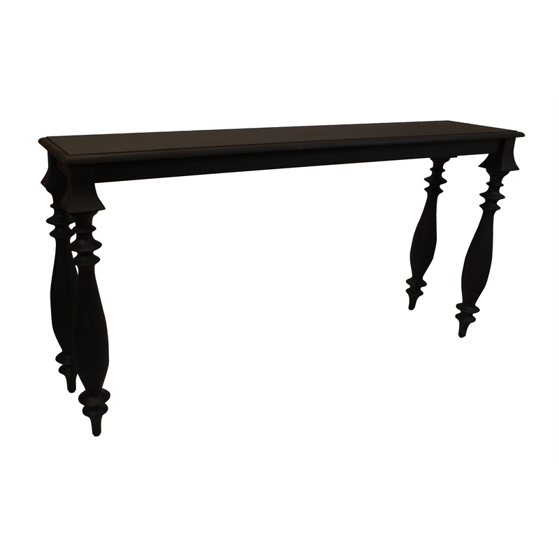 Pemberley Row Solid Wood Antique Black Console Table Rectangular 54