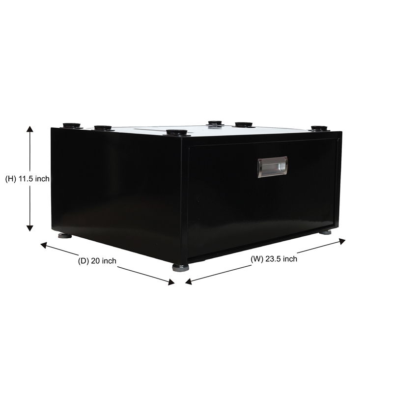 Pemberly Row Contemporary Laundry Pedestal with Drawer in Black