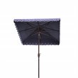 Pemberly Row Elegant Valance 7.5ft Square Metal/Polyester Umbrella in Navy/White