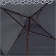 Pemberly Row Elegant Valance 7.5ft Square Metal/Polyester Umbrella in Navy/White