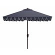 Pemberly Row Elegant Valance 7.5ft Square Metal/Polyester Umbrella in Navy/White