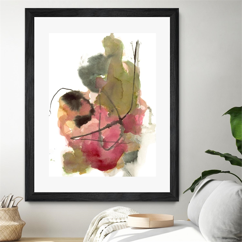 Pemberly Row Modern 24x32 Untitled Matted and Framed in Pink