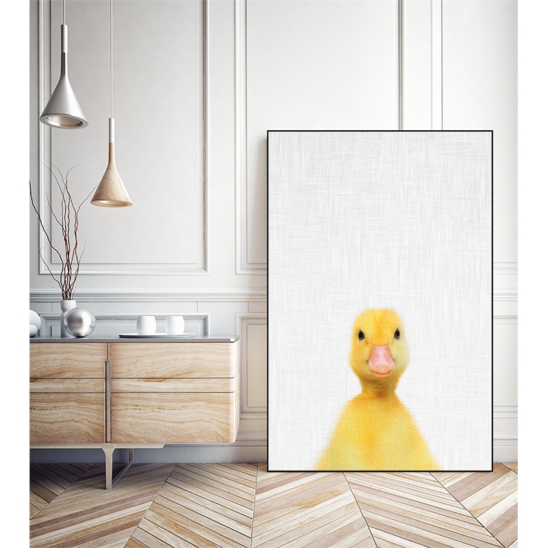 Pemberly Row Contemporary Canvas 24x36 Duck Framed in Multi-Color