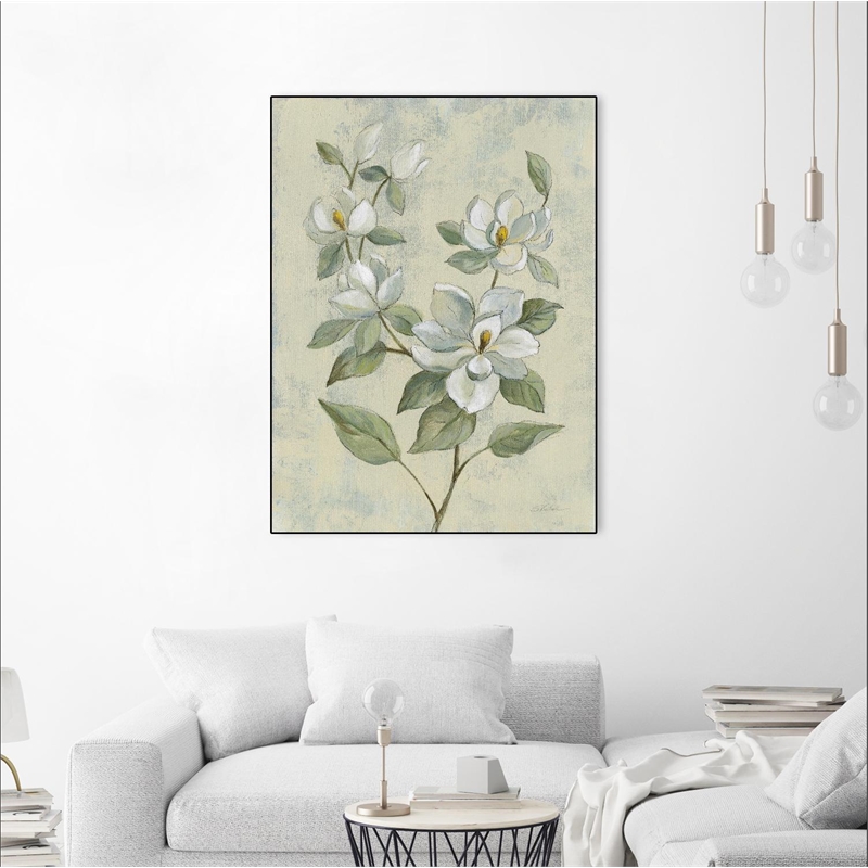Pemberly Row Canvas 30x40 Sage Magnolia Framed in Multi-Color