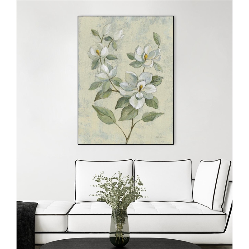 Pemberly Row Canvas 30x40 Sage Magnolia Framed in Multi-Color