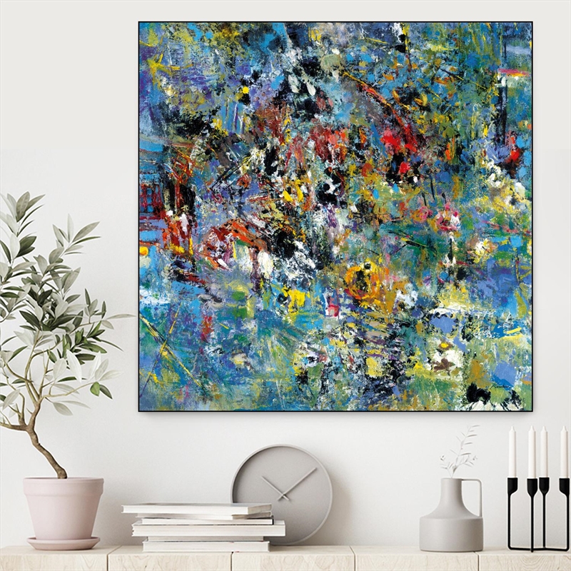 Pemberly Row Modern Canvas 30x30 Carpe Diem 2 Framed in Yellow