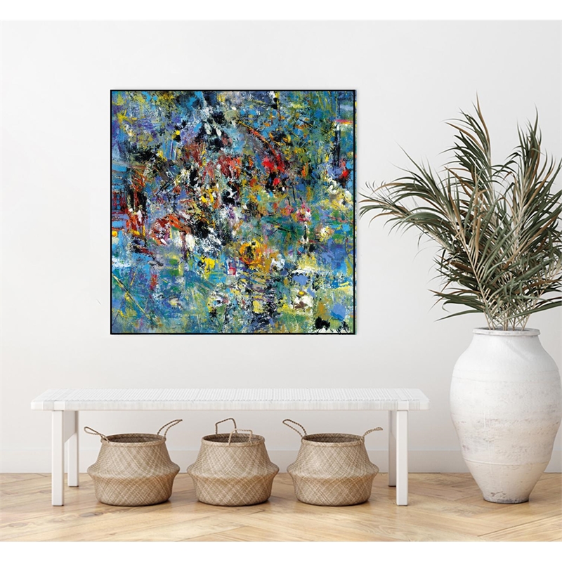 Pemberly Row Modern Canvas 30x30 Carpe Diem 2 Framed in Yellow