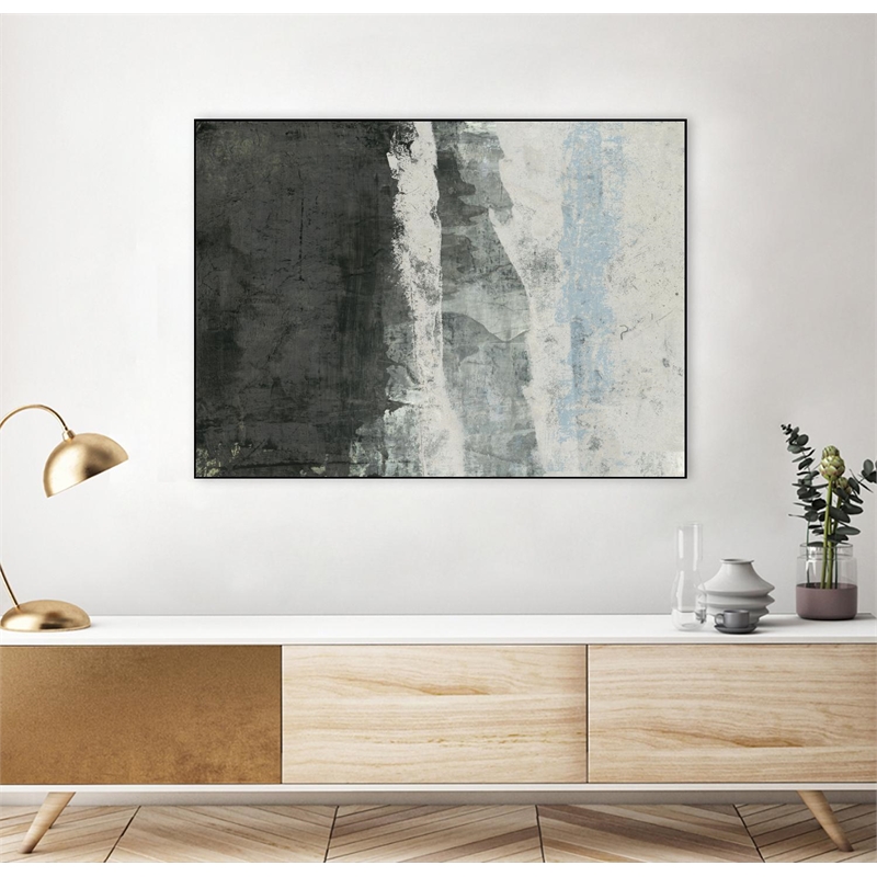 Pemberly Row Canvas 32x24 Black & Gray & Blue Framed in Multi-Color