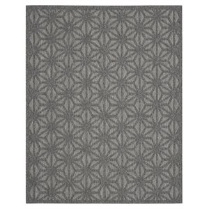 Pemberly Row 94x118&quot Rectangle Contemporary Fabric Area Rug in Dark Gray