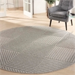 Pemberly Row Round Contemporary Polypropylene Area Rug in Light Gray