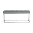 Pemberly Row Contemporary Tufted Metal Bench in Gray Faux Leather