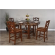 Pemberley Row Mahogany Brown Round Dining Table Slate Inlays 60