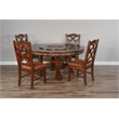 Pemberley Row Mahogany Brown Round Dining Table Slate Inlays 60