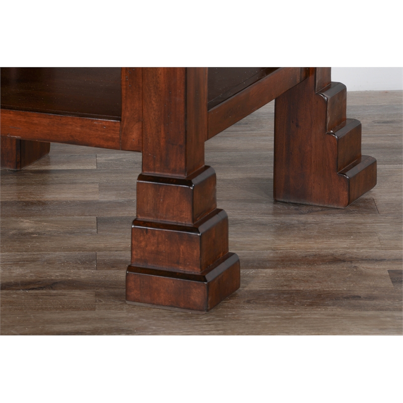 Pemberley Row Mahogany Brown Round Dining Table Slate Inlays 60