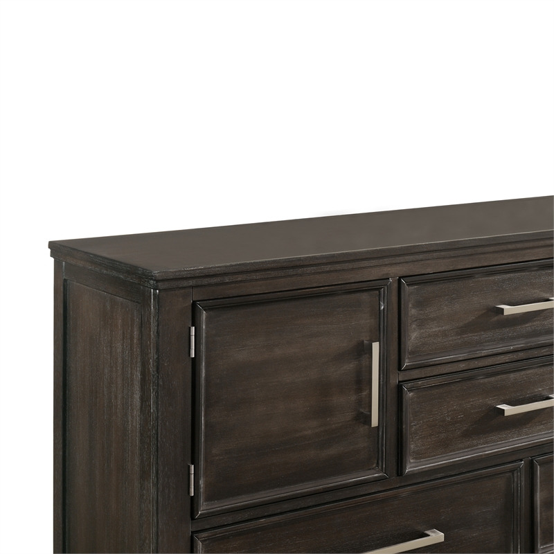 Pemberly Row Contemporary Solid Wood Dresser with Doors in Nutmeg Gray