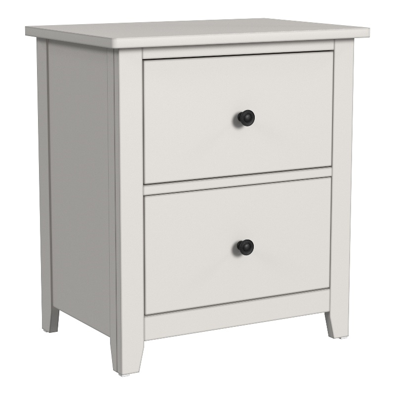 Pemberly Row Farmhouse Solid Hardwood Nightstand in Cream Finish