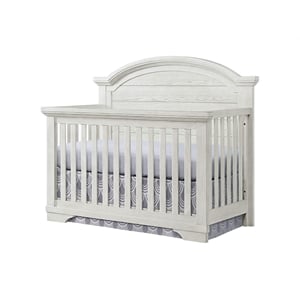 Pemberly Row Modern Wood Arch Top Convertible Crib in White Dove